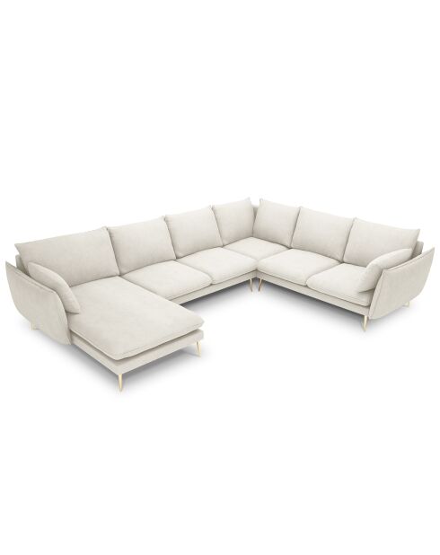 Canapé d'angle droit panoramique Elio beige clair - 337x244x95 cm