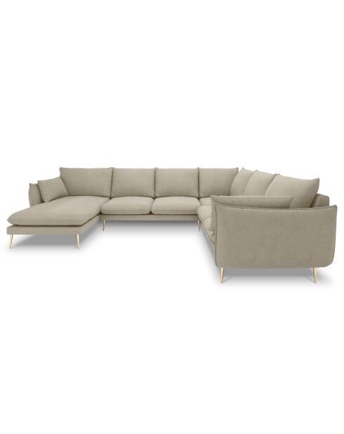 Canapé d'angle droit panoramique Elio beige - 337x244x95 cm