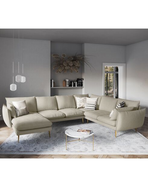 Canapé d'angle droit panoramique Elio beige - 337x244x95 cm