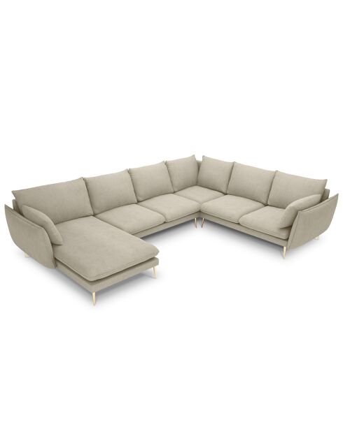 Canapé d'angle droit panoramique Elio beige - 337x244x95 cm