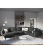 Canapé d'angle droit panoramique Elio gris foncé - 337x244x95 cm