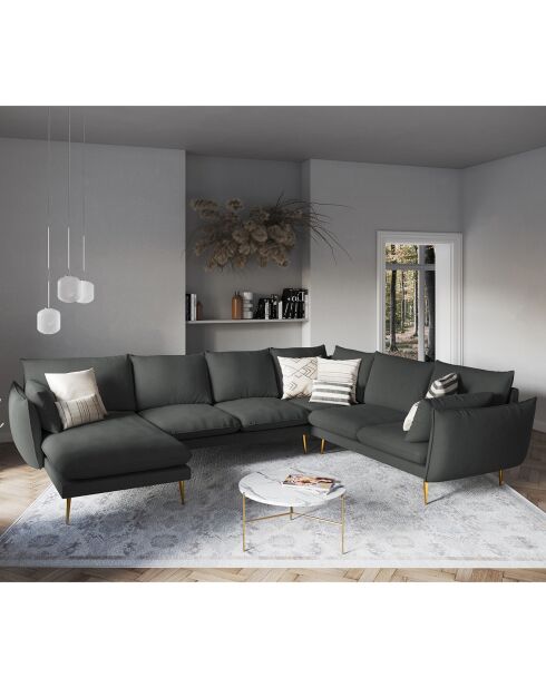 Canapé d'angle droit panoramique Elio gris foncé - 337x244x95 cm