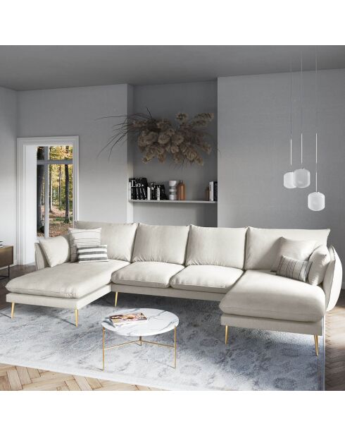 Canapé panoramique elio beige clair - 344x170x97 cm