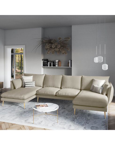 Canapé panoramique elio beige - 344x170x97 cm
