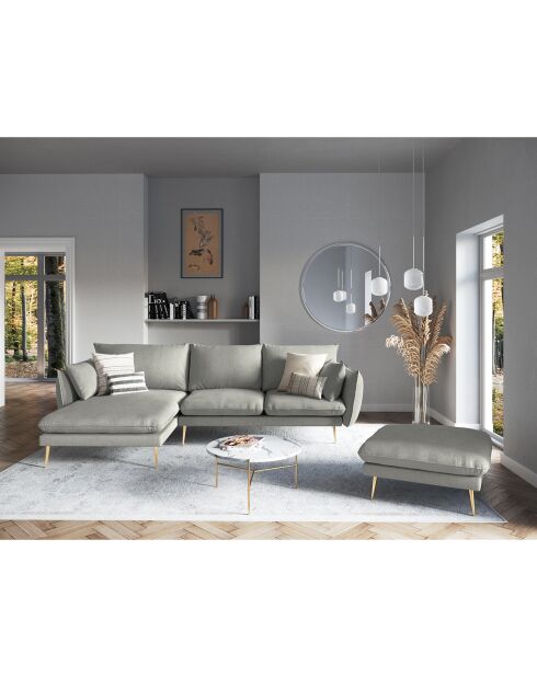Pouf velours Elio gris clair - 100x80x45 cm