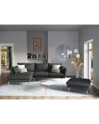 Pouf velours Elio gris foncé - 100x80x45 cm