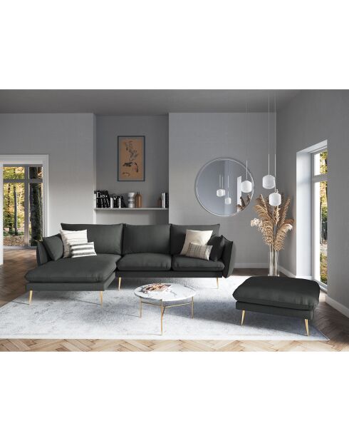 Pouf velours Elio gris foncé - 100x80x45 cm