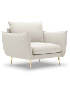 Fauteuil velours Elio beige clair - 93x100x97 cm