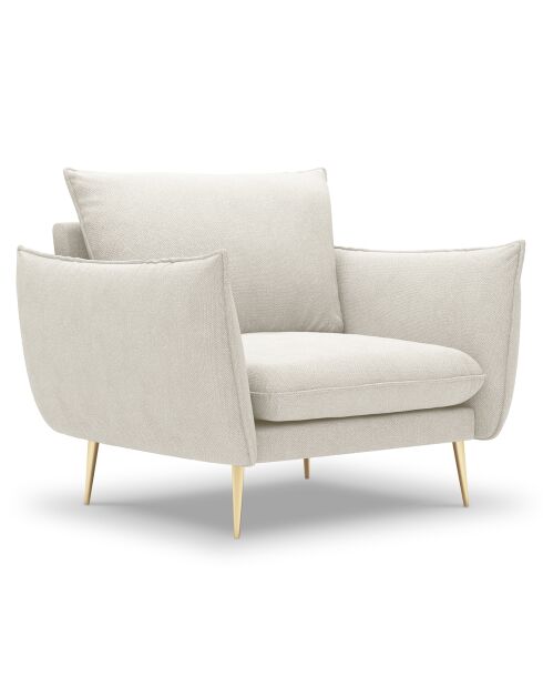 Fauteuil velours Elio beige clair - 93x100x97 cm
