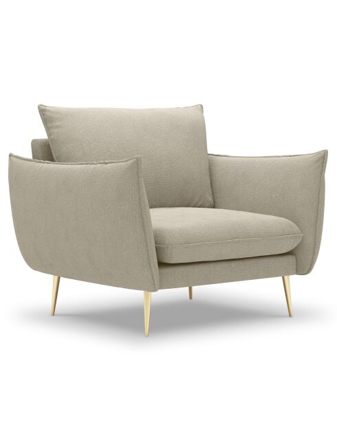 Fauteuil velours Elio beige - 93x100x97 cm