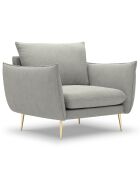 Fauteuil velours Elio gris clair - 93x100x97 cm