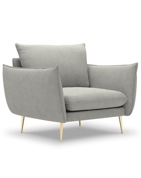 Fauteuil velours Elio gris clair - 93x100x97 cm