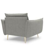 Fauteuil velours Elio gris clair - 93x100x97 cm