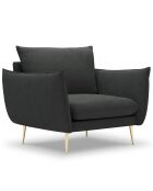 Fauteuil velours Elio gris foncé - 93x100x97 cm