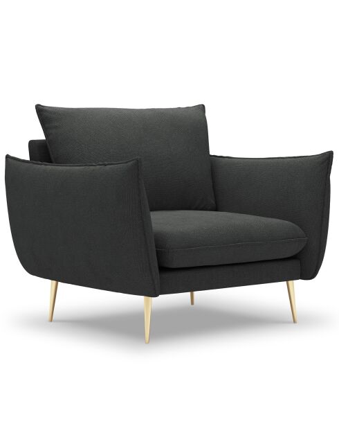 Fauteuil velours Elio gris foncé - 93x100x97 cm