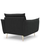 Fauteuil velours Elio gris foncé - 93x100x97 cm