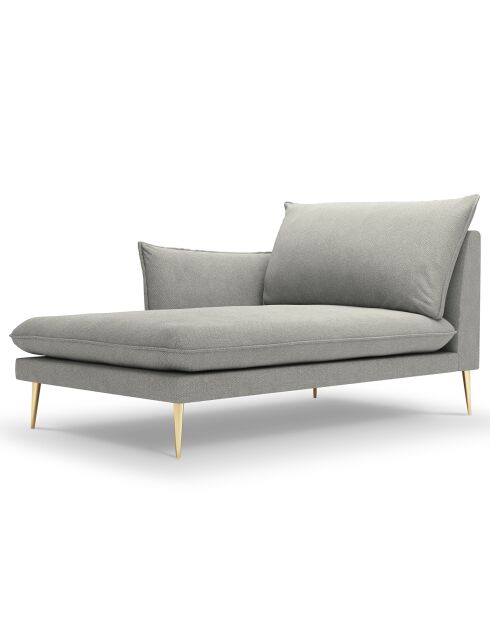 méridienne en Velours gauche Elio gris clair - 170x107x97 cm