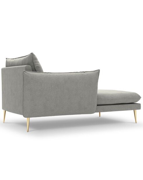 méridienne en Velours gauche Elio gris clair - 170x107x97 cm