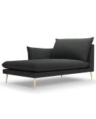 méridienne en Velours gauche Elio gris foncé - 170x107x97 cm