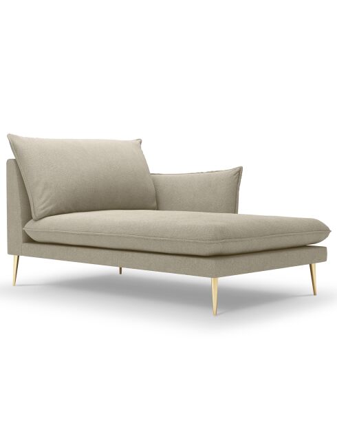 méridienne en Velours droite Elio beige - 170x107x97 cm