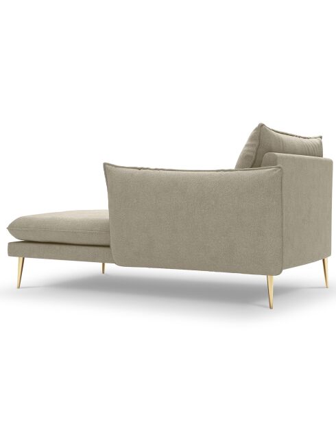 méridienne en Velours droite Elio beige - 170x107x97 cm