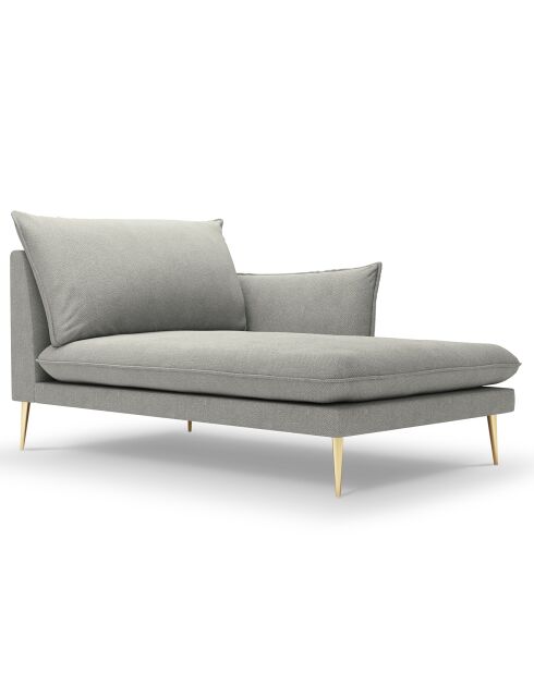 méridienne en Velours droite Elio gris clair - 170x107x97 cm