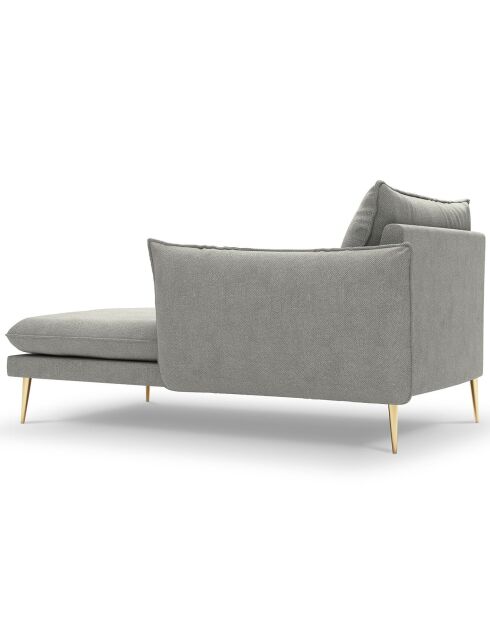 méridienne en Velours droite Elio gris clair - 170x107x97 cm
