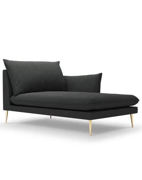méridienne en Velours droite Elio gris foncé - 170x107x97 cm