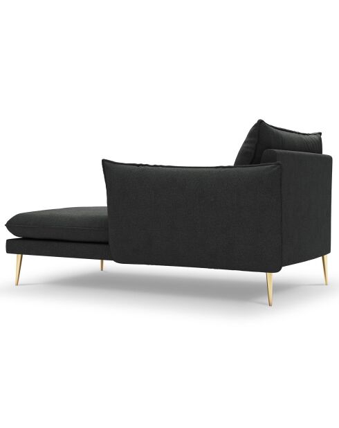 méridienne en Velours droite Elio gris foncé - 170x107x97 cm