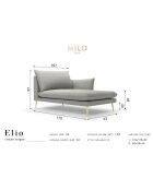 méridienne en Velours droite Elio beige - 170x107x97 cm