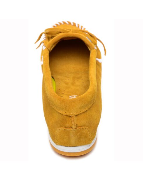 Mocassins en Velours de Cuir Kilty jaune moutarde