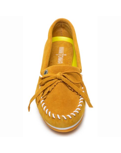 Mocassins en Velours de Cuir Kilty jaune moutarde