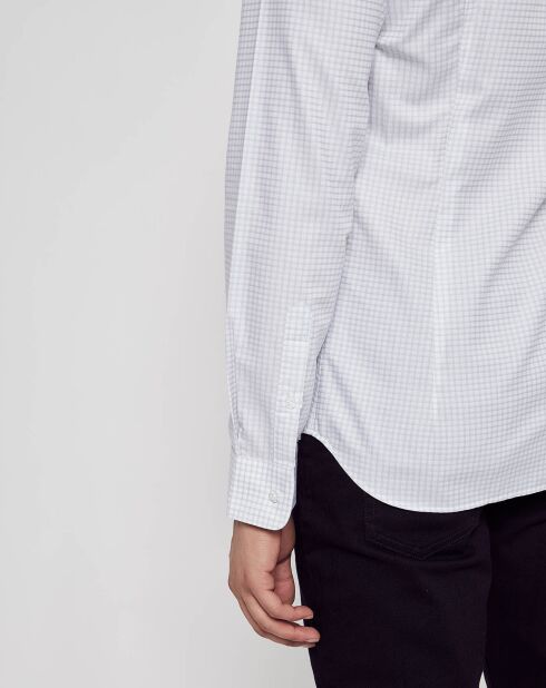 Chemise Slim Fit à carreaux Cahier blanc/gris clair