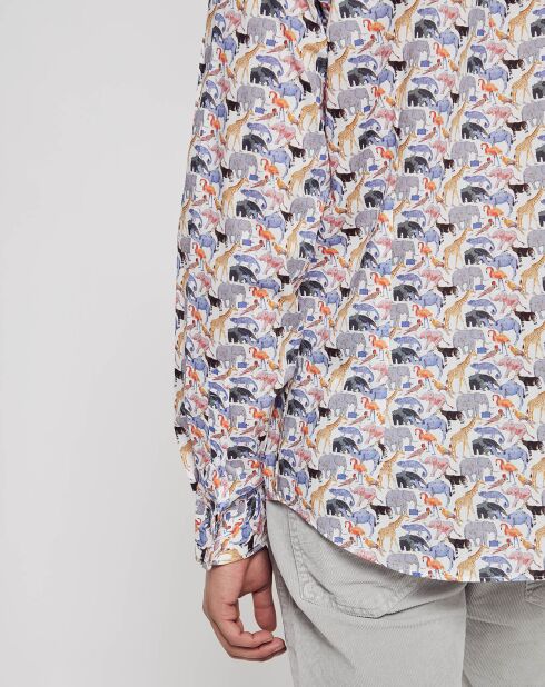 Chemise Regular Fit Bestiaire Safari blanc/multicolore