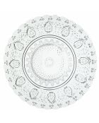 6 platos llanos de vidrio transparente transparente - D.12,8 cm