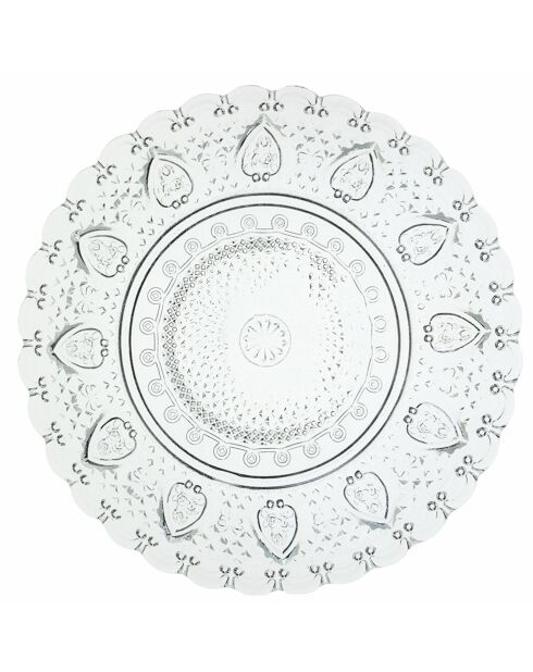 6 Speiseteller aus durchsichtigem Glas, Durchmesser 12,8 cm