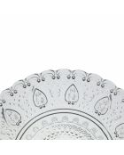 6 platos llanos de vidrio transparente transparente - D.12,8 cm