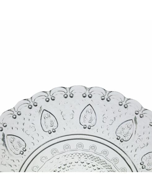 6 Speiseteller aus durchsichtigem Glas, Durchmesser 12,8 cm