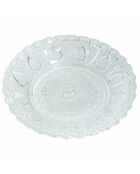 6 platos llanos de vidrio transparente transparente - D.12,8 cm