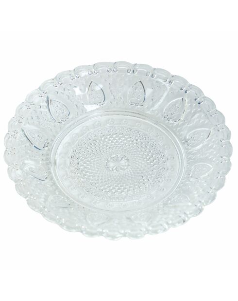 6 Speiseteller aus durchsichtigem Glas, Durchmesser 12,8 cm