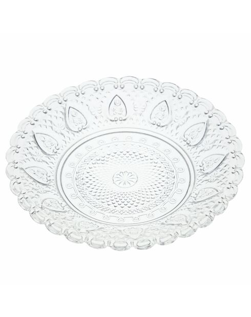 6 Speiseteller aus durchsichtigem Glas, Durchmesser 12,8 cm