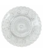 6 platos llanos de vidrio transparente transparente - D.12,8 cm