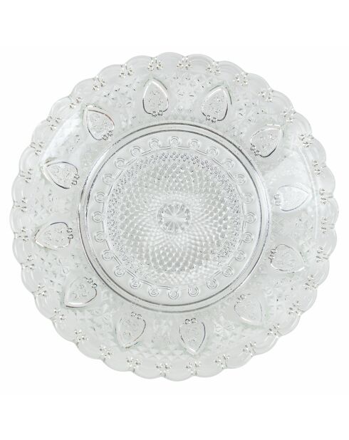 6 platos llanos de vidrio transparente transparente - D.12,8 cm