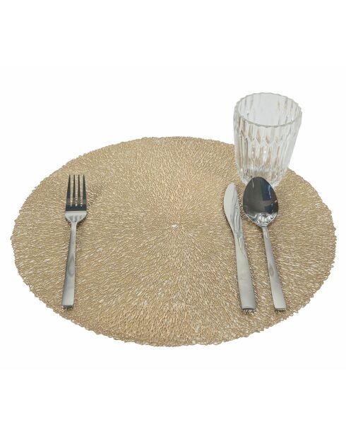 6 runde Tischsets aus Gold - D. 38 cm