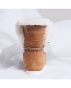 Boots Après-ski en Velours de Cuir & Fourrure Shearl camel