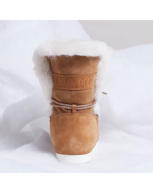Boots Après-ski en Velours de Cuir & Fourrure Shearl camel