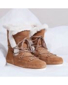 Boots Après-ski en Velours de Cuir & Fourrure Shearl camel