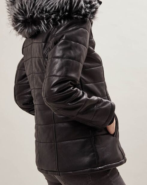 Manteau en Cuir Babet noire