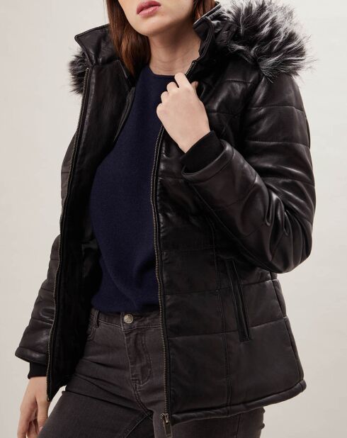 Manteau en Cuir Babet noire