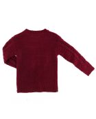 Pull en grosse maille unie ajourée rouge foncé